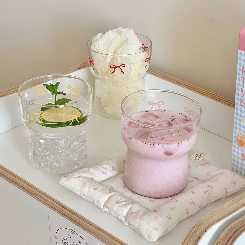 RibbonSip Kawaii Glass Cup 350ml